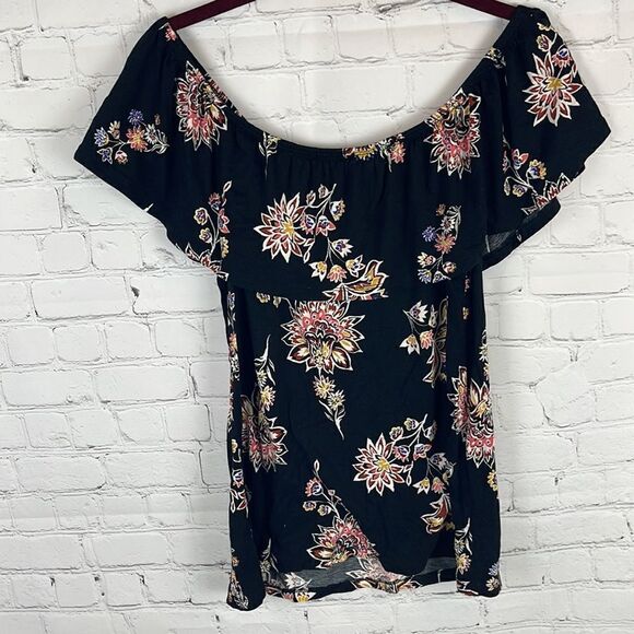 Old Navy Black Floral Off Shoulder Top Size Medium - Picture 8 of 8